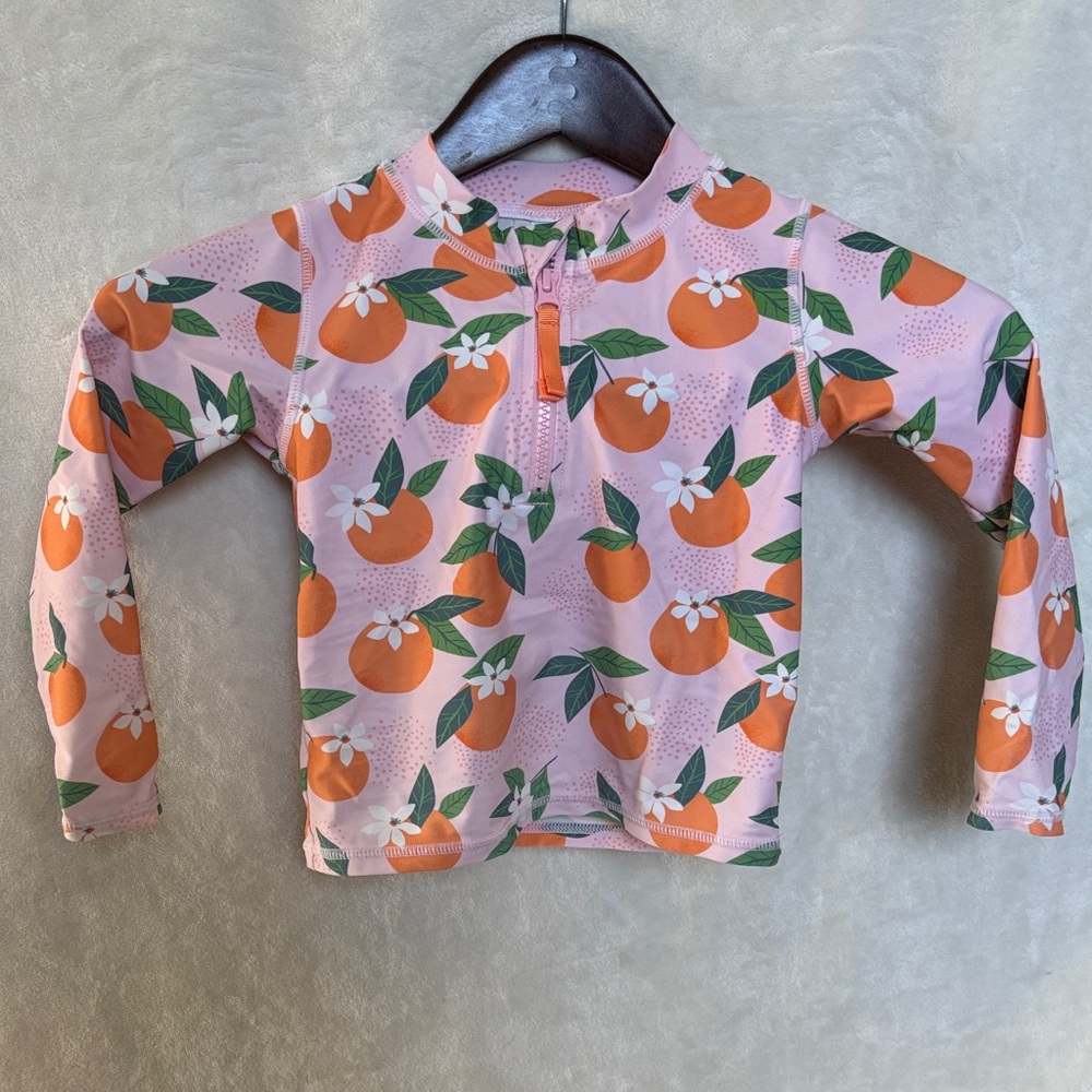 Ruffle Butts Girls Swim Orange Rash Guard